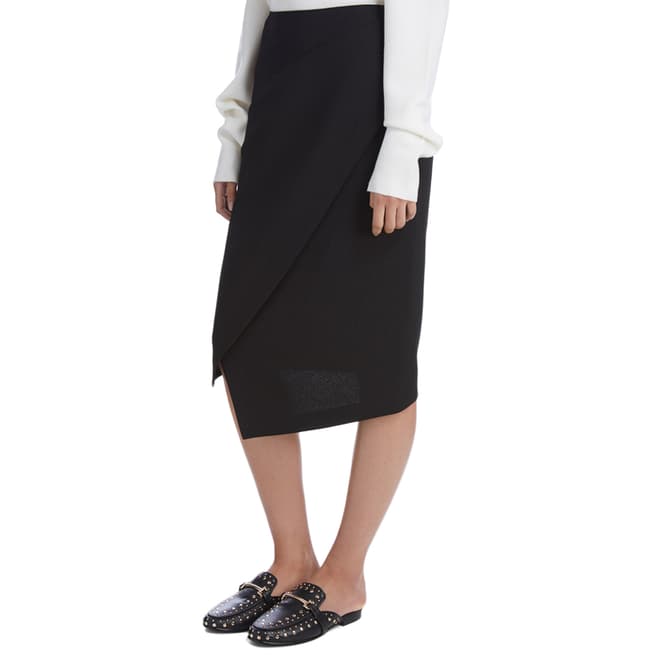 Donna Karan New York Black Midi Wrap Skirt
