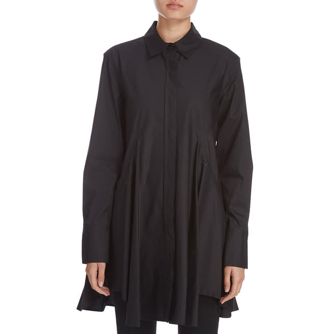 Donna Karan New York Black Long Sleeve Collared Button Shirt Dress