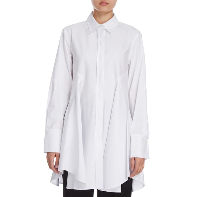 Donna Karan New York White Long Sleeve Collared Button Shirt Dress