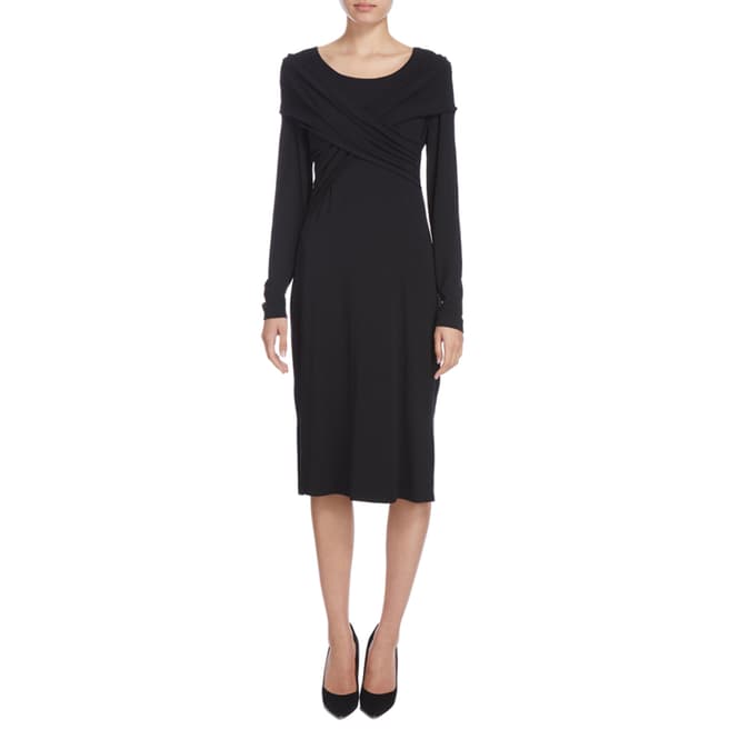 Donna Karan New York Black Long Sleeve Wrap Front Dress