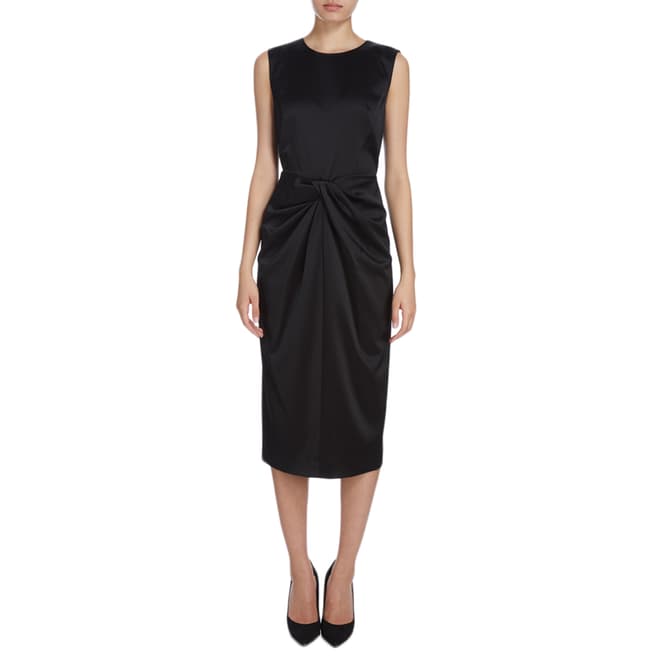 Donna Karan New York Black Sleeveless Drape Front Dress