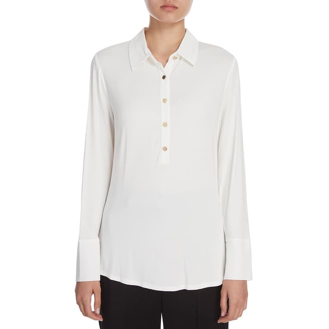 DKNY Ivory Long Sleeve Half Placket Shirt
