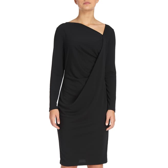 DKNY Black Long Sleeve Drape Dress