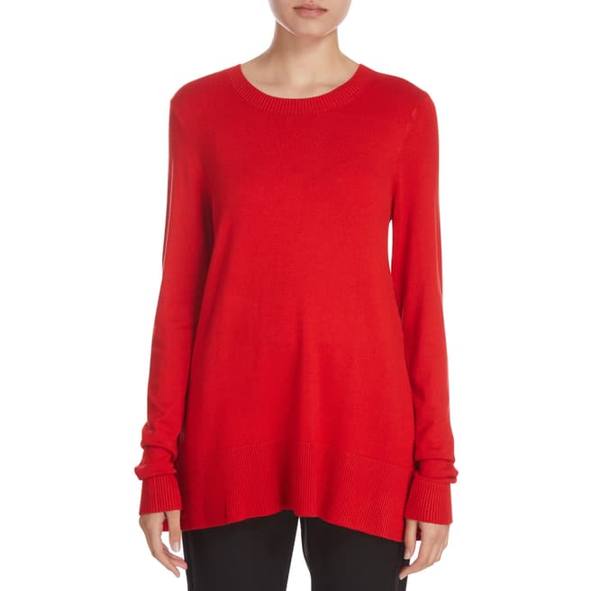 DKNY Red Long Sleeve Crew Neck Top