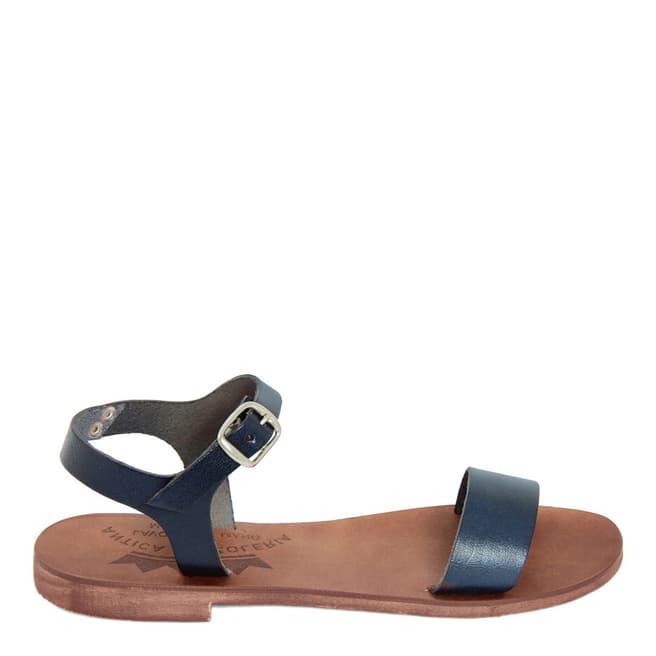 Antica Calzoleria Navy Blue Leather Single Strap Sandal