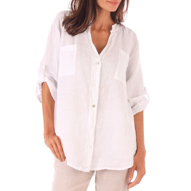 Toutes belles en LIN White Relaxed Linen Shirt