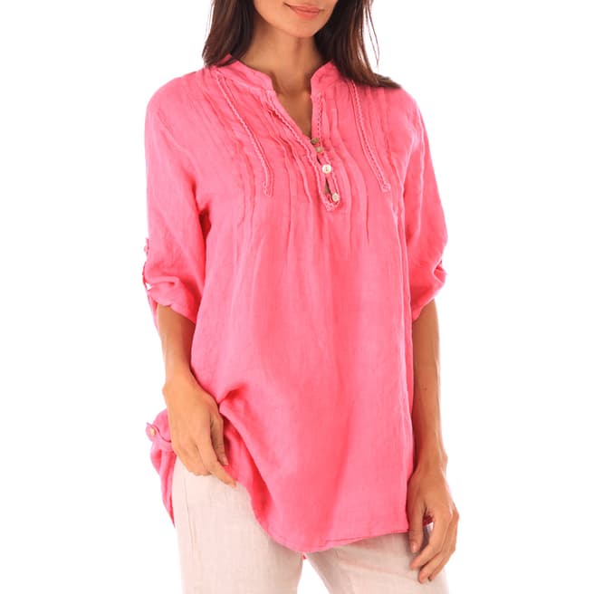 Toutes belles en LIN Pink Linen Relaxed Shirt