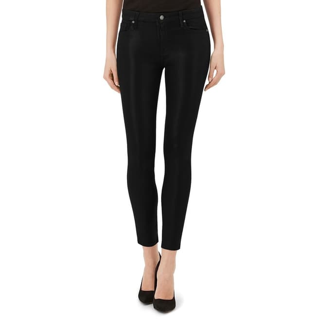 7 For All Mankind Coated Black The Ankle Skinny Stretch Jeans