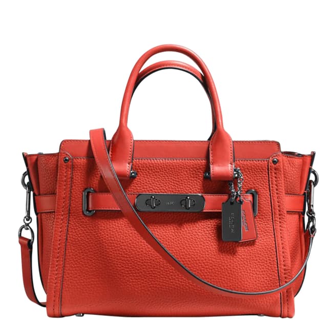 Coach Deep Coral Pebbled Leather Coach Swagger 27 Bag