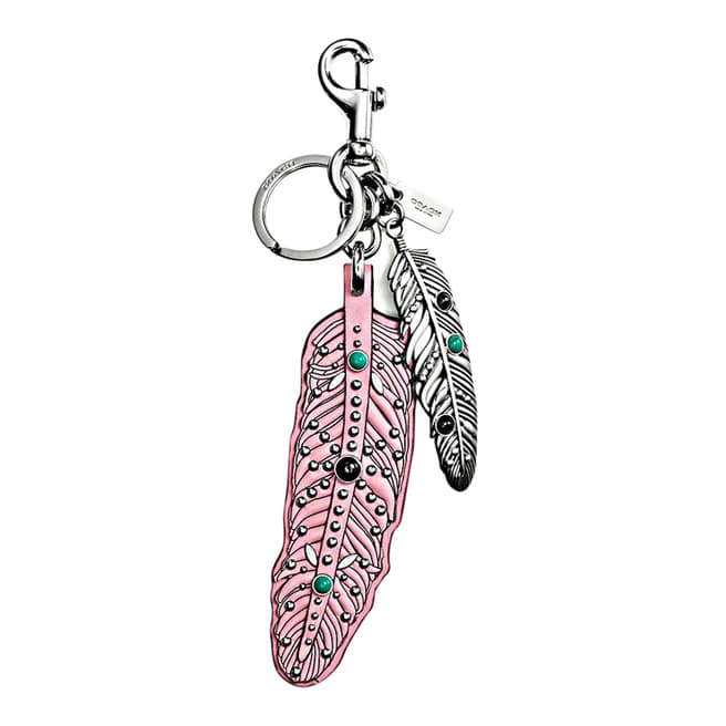 Coach Pink Western Rivets Feather Bag Charm