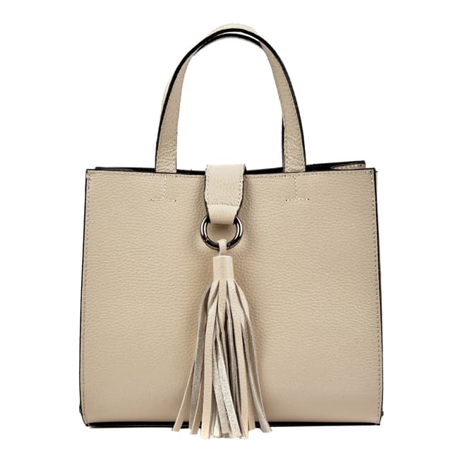 Roberta M Beige Leather Top Handle Bag