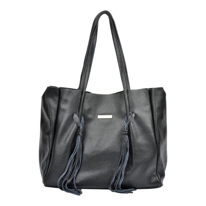 Luisa Vannini Black Leather Shopper Bag