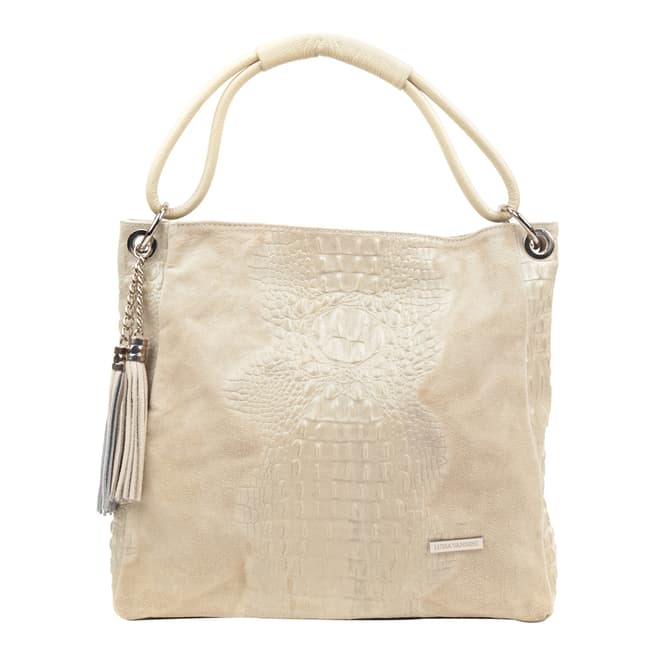 Luisa Vannini Beige Leather Top Handle Bag 