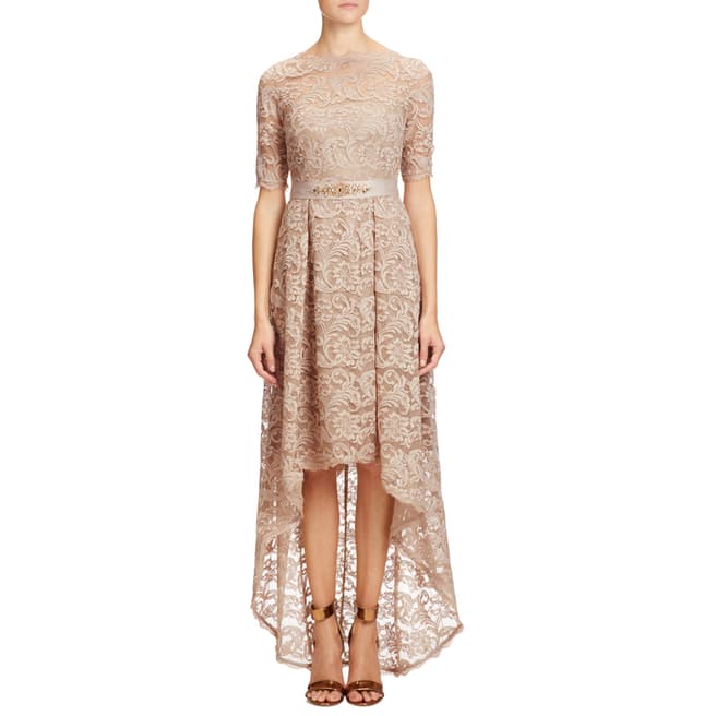 Adrianna Papell Antique Bronze High Low Lace Dress