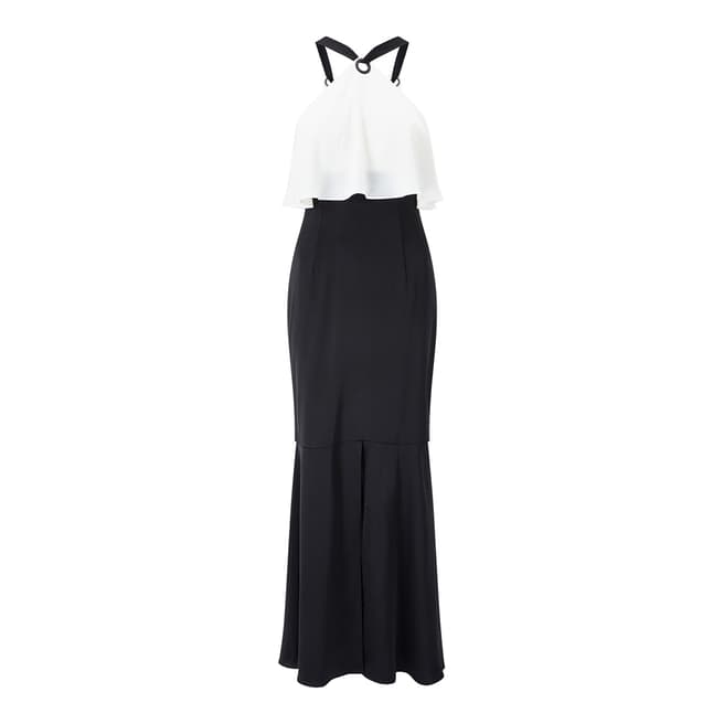 Adrianna Papell Black/White Black/White Stripe Ottoman Fit Dress