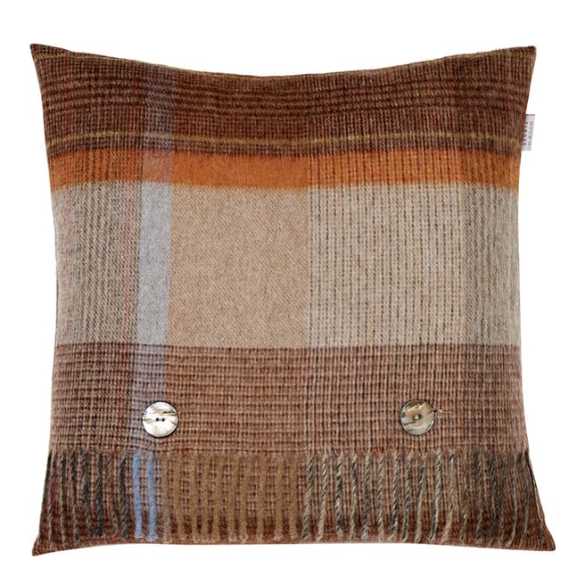 Bronte by Moon Beige Patchwork  Lambswool Cushion 40x40cm