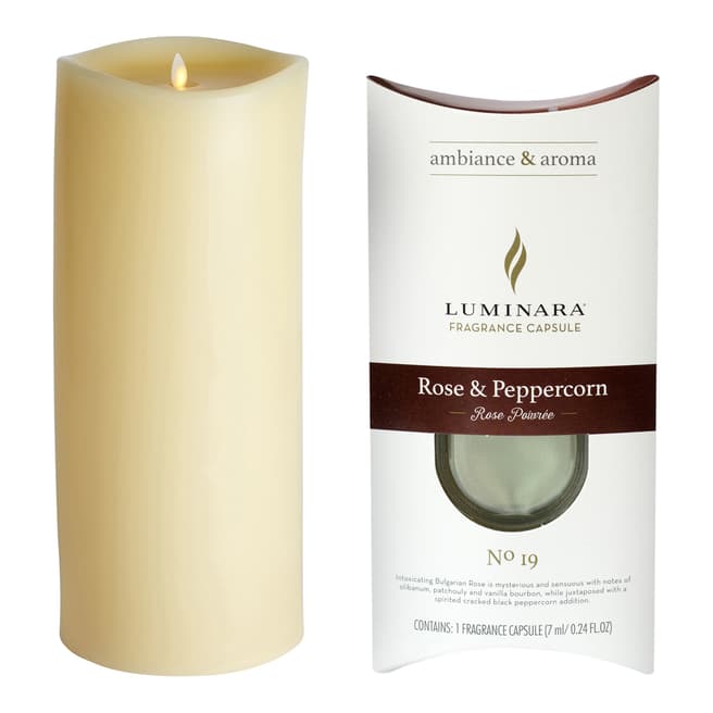 Luminara Wax Fragrance Diffussing Candle - Ivory with Rose &  Peppercorn Fragrance