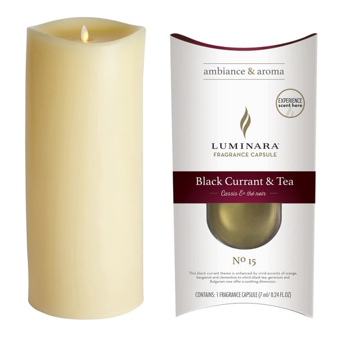 Luminara Wax Fragrance Diffussing Candle - Ivory with Blackcurrant &  Tea Fragrance