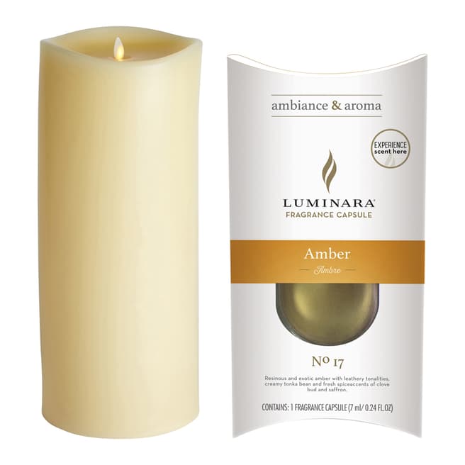 Luminara Wax Fragrance Diffussing Candle - Ivory with Amber Fragrance