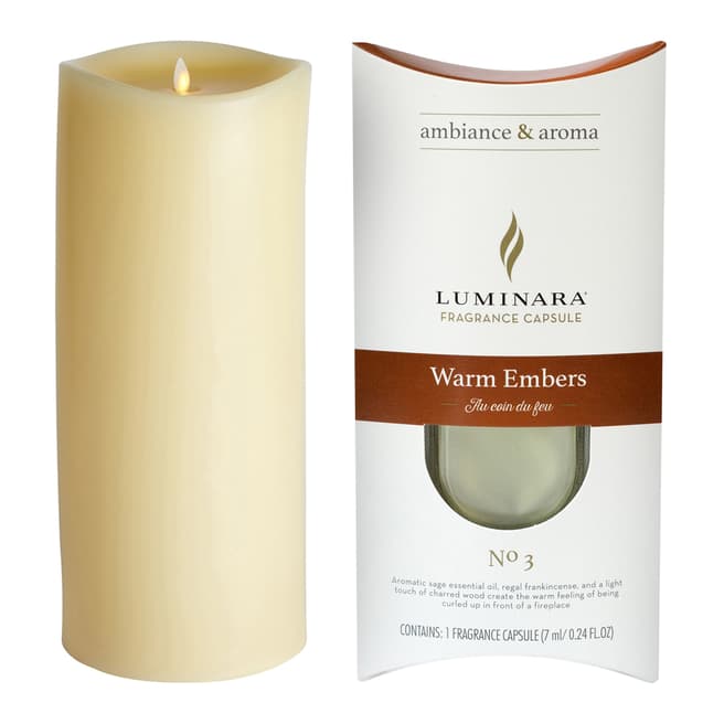 Luminara Wax Fragrance Diffussing Candle - Ivory with Warm Embers Fragrance