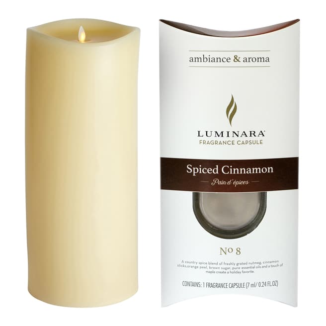 Luminara Wax Fragrance Diffussing Candle - Ivory with Spiced Cinnamon  Fragrance