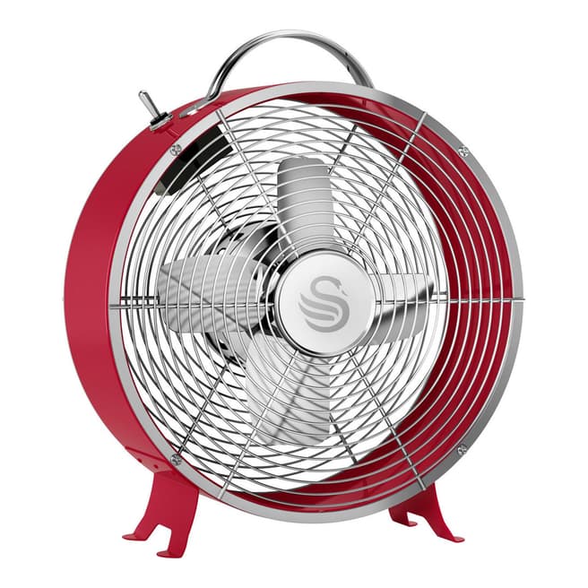 Swan 8 Inch Retro Red Clock Fan