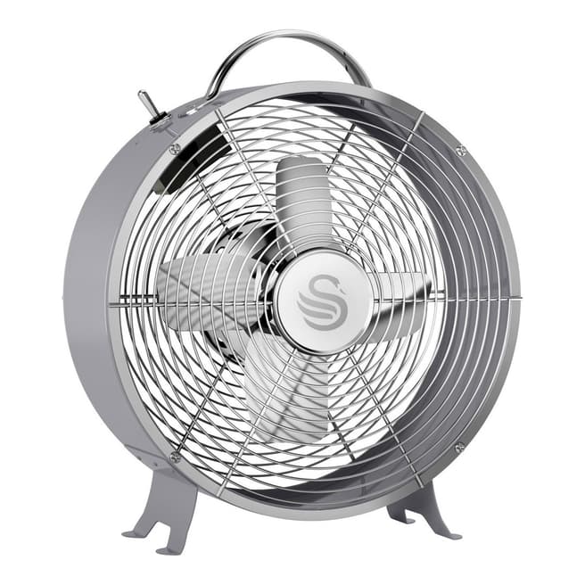 Swan 8 Inch Retro Grey Clock Fan