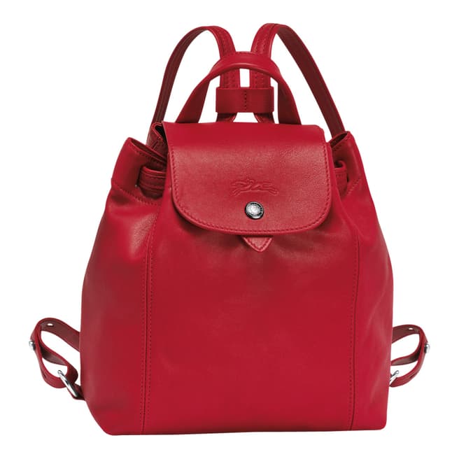 Longchamp Red Le Pliage Leather Backpack