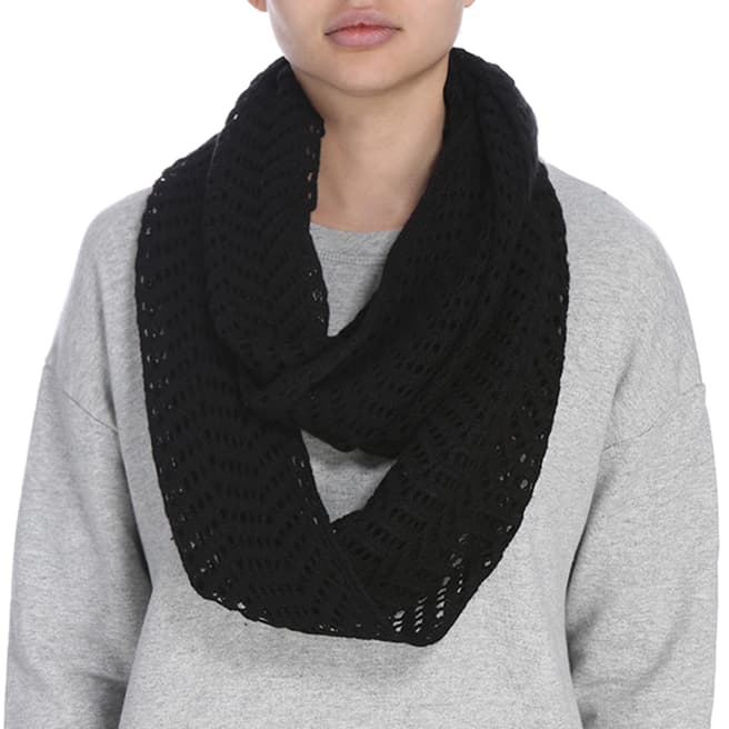 James Perse Black Open Stitch Infinity Scarf