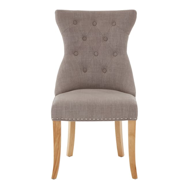 Fifty Five South Regents Park Dining Chair, Mink Linen, With Studs