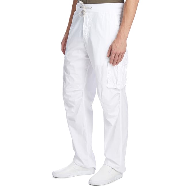 James Perse Mens White Contrast Waist Cargo Pant