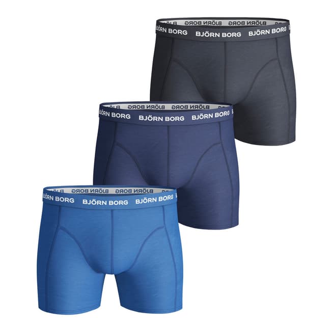 BJORN BORG Solid Essential Shorts 3-Pack Blue