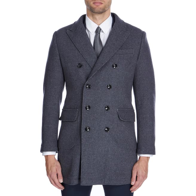 Gianni Feraud Dark Grey Terrence Wool Blend Coat