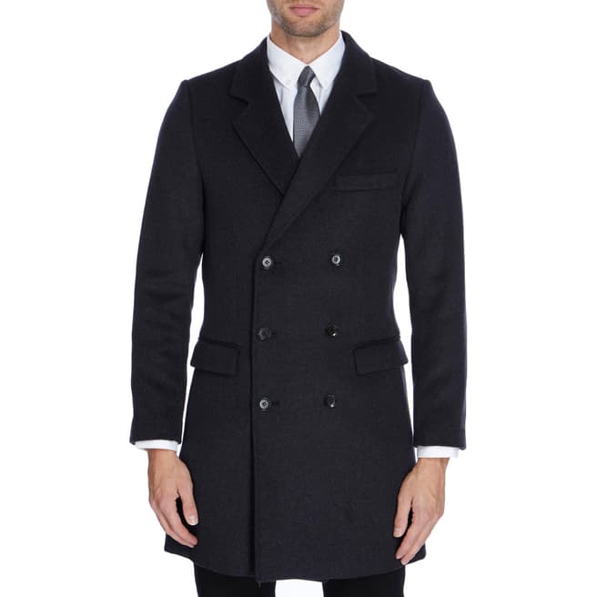 Gianni Feraud Dark Grey Shake Cashmere Blend Coat