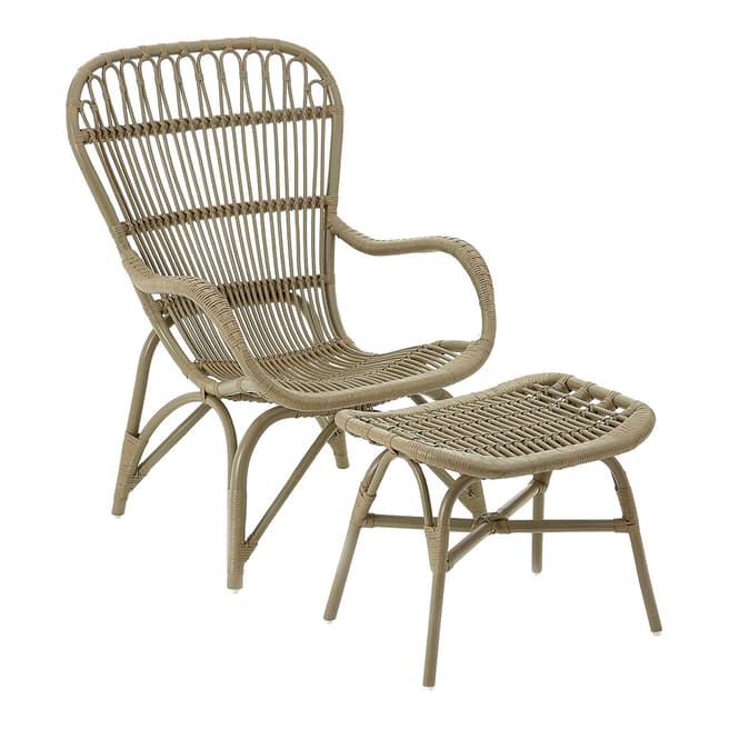 Fifty Five South Havana Relax Chair, With Footstool, Rattan / Grey