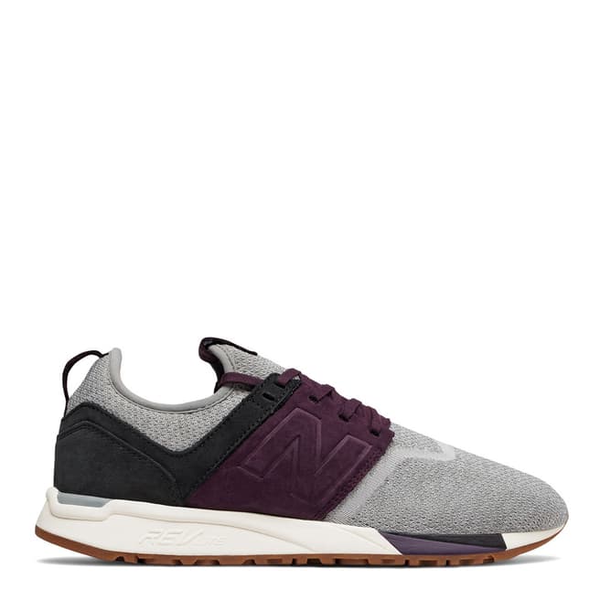 New Balance Men's Grey/Purple Suede/Knit 247 Trainers