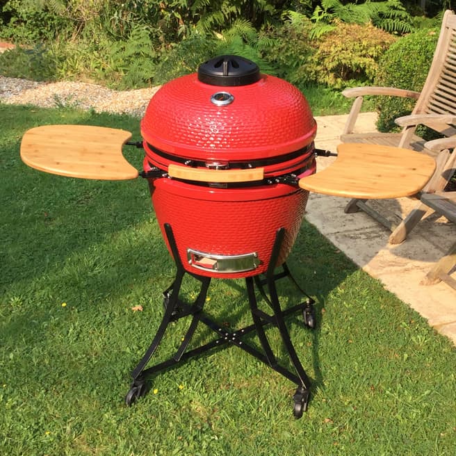 Red Devil Ceramic BBQ with Stand & Wheels, 45cm/18 inch