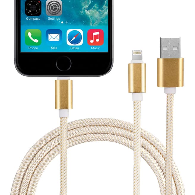 Confetti Premium Strong Braided Sync Data Cable Sub iPhone Cable 5/6/7/8/X - 1m -  Gold