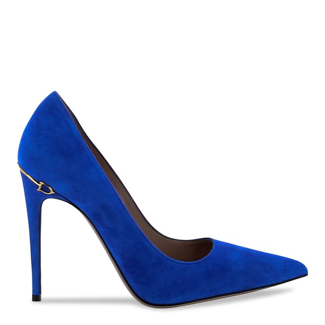 Gucci Blue Suede Pointed Heeled Pumps