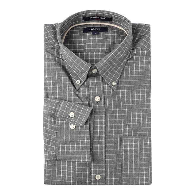 Gant Grey/White Windham Twill Check Cotton Shirt