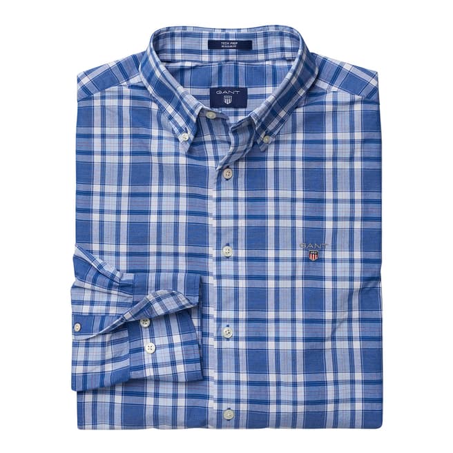 Gant Nautical Blue Regular Fit Tech Prep Plaid Shirt
