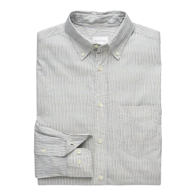 Gant Cream Cotton Dobby Stripe Shirt