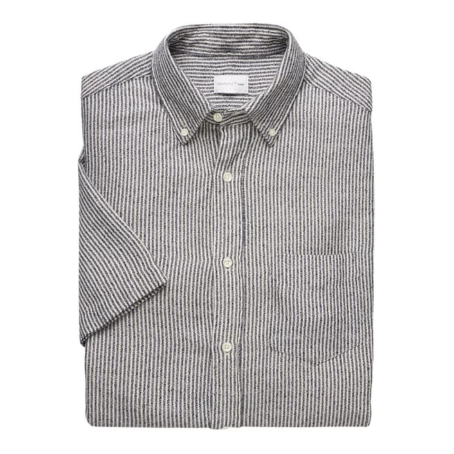 Gant Blue Boucle Short Sleeve Micro Stripe Regular Cotton Shirt