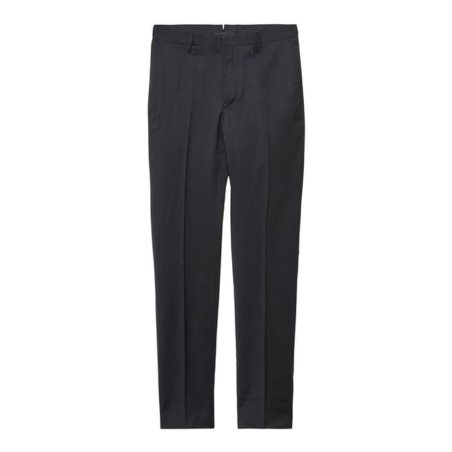 Gant Charcoal Tailored Slim Wool Travel Trousers