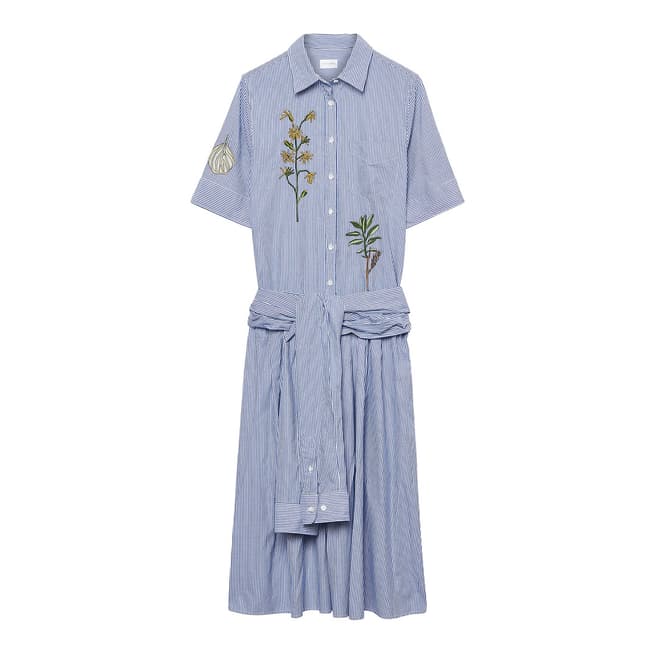 Gant Blue Embroidered Oxford Cotton Dress