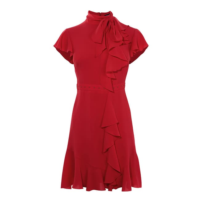 Karen Millen Red Ruffle Blouson Dress