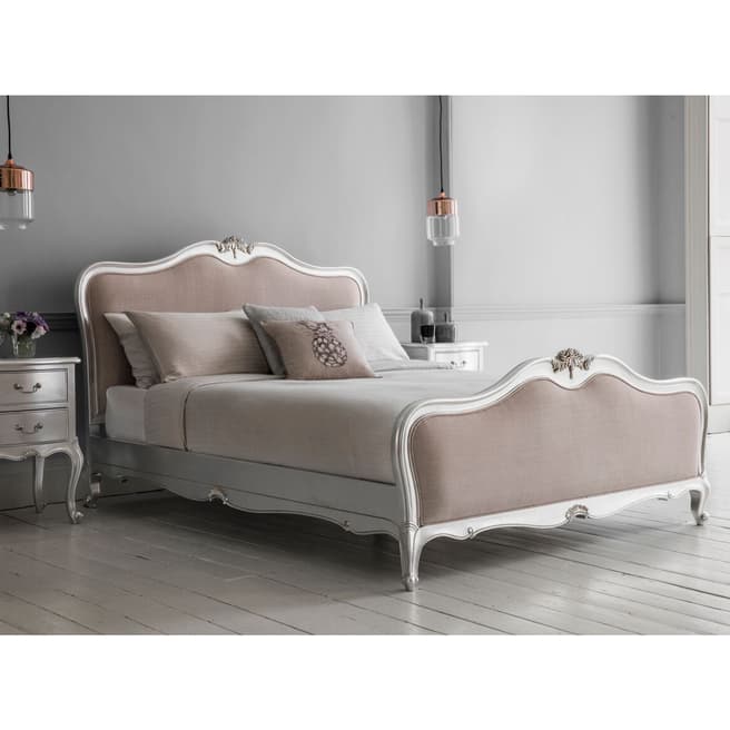 Gallery Living Chic Super King Linen Upholstered Bed, Silver