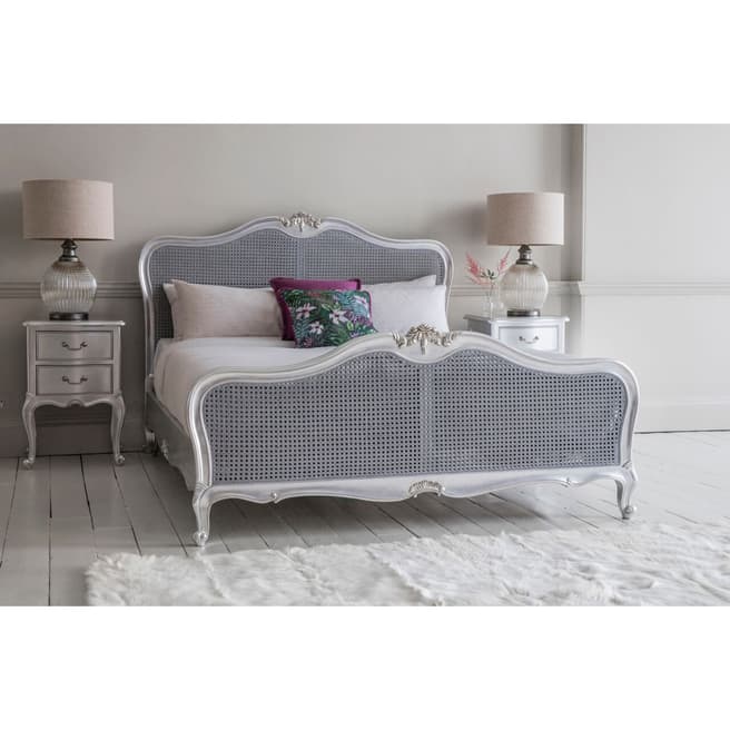 Gallery Living Chic Super King Cane Bed, Silver