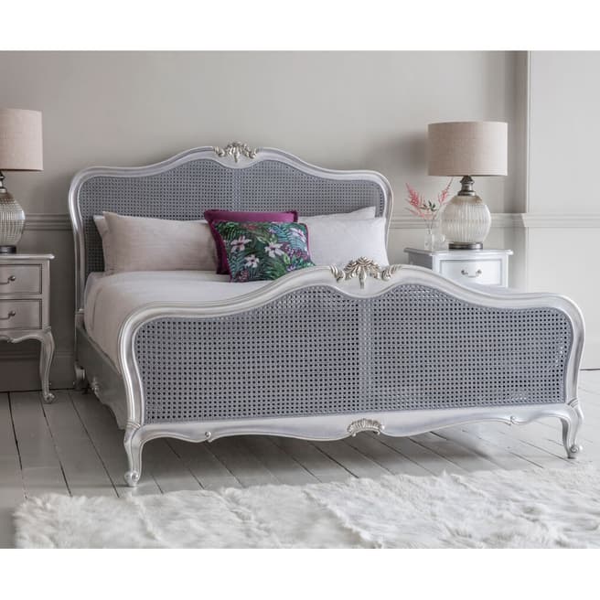 Gallery Living Stanal King Size Cane Bed, Silver