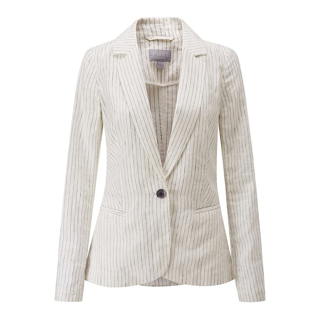 Pure Collection Ivory/ Black Laundered Linen Jacket